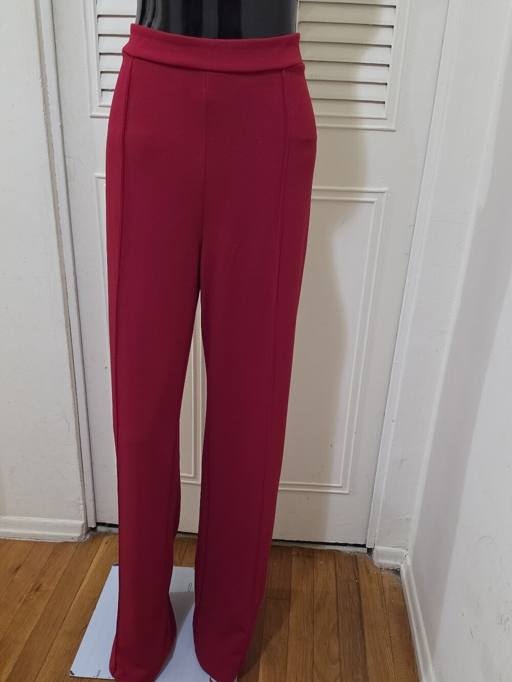 Wide-Leg Ponte Pants in Deep Berry